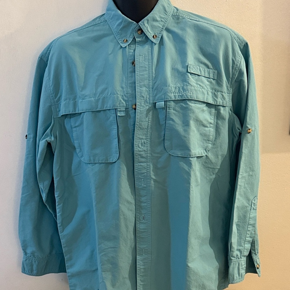 L.L. Bean Men's Green Button-Up Shirt